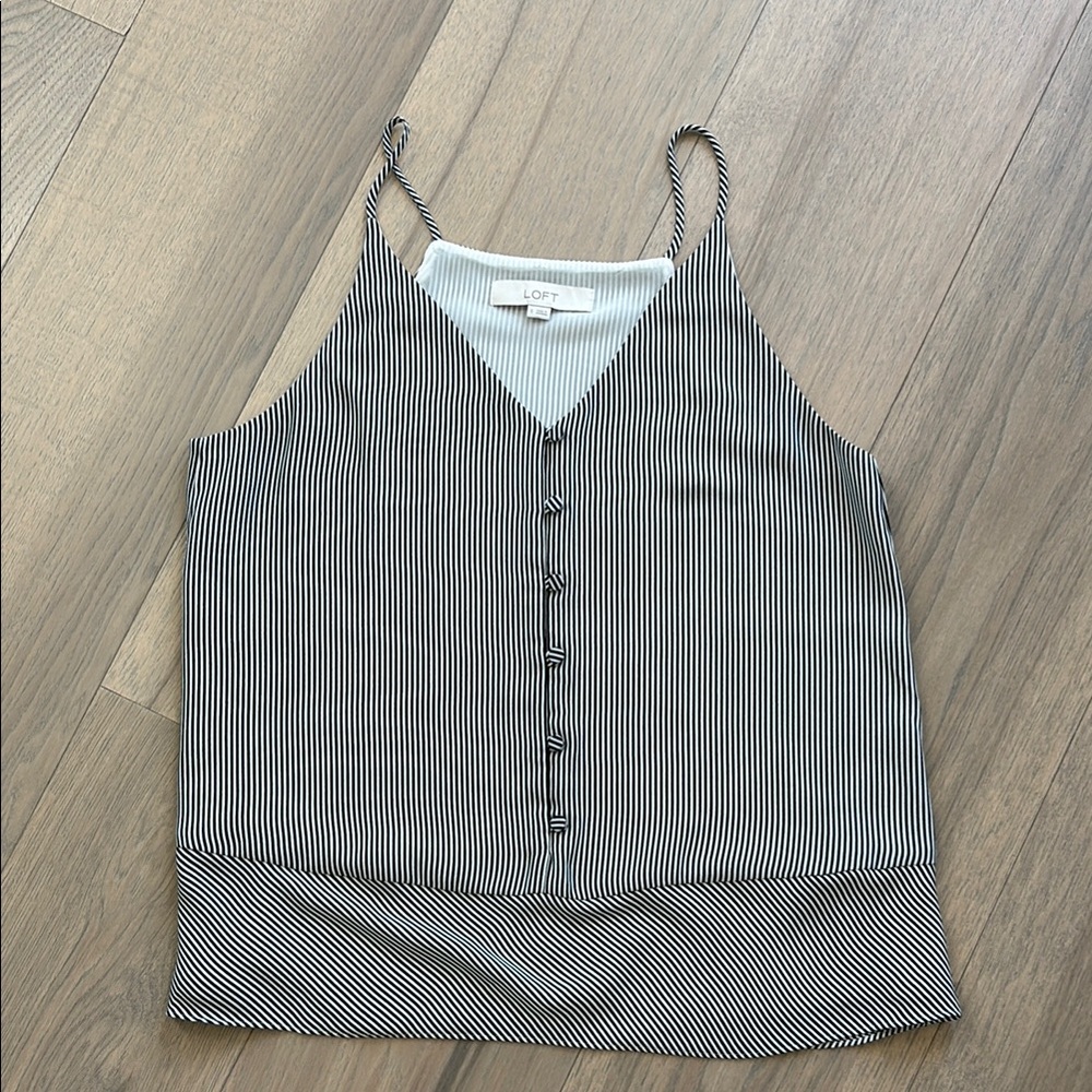 LOFT Black and White Striped Camisole